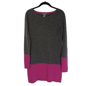 CHELSEA AND THEODORE Wool Cashmere Gray Purple Colorblock Long Sleeve Dress S